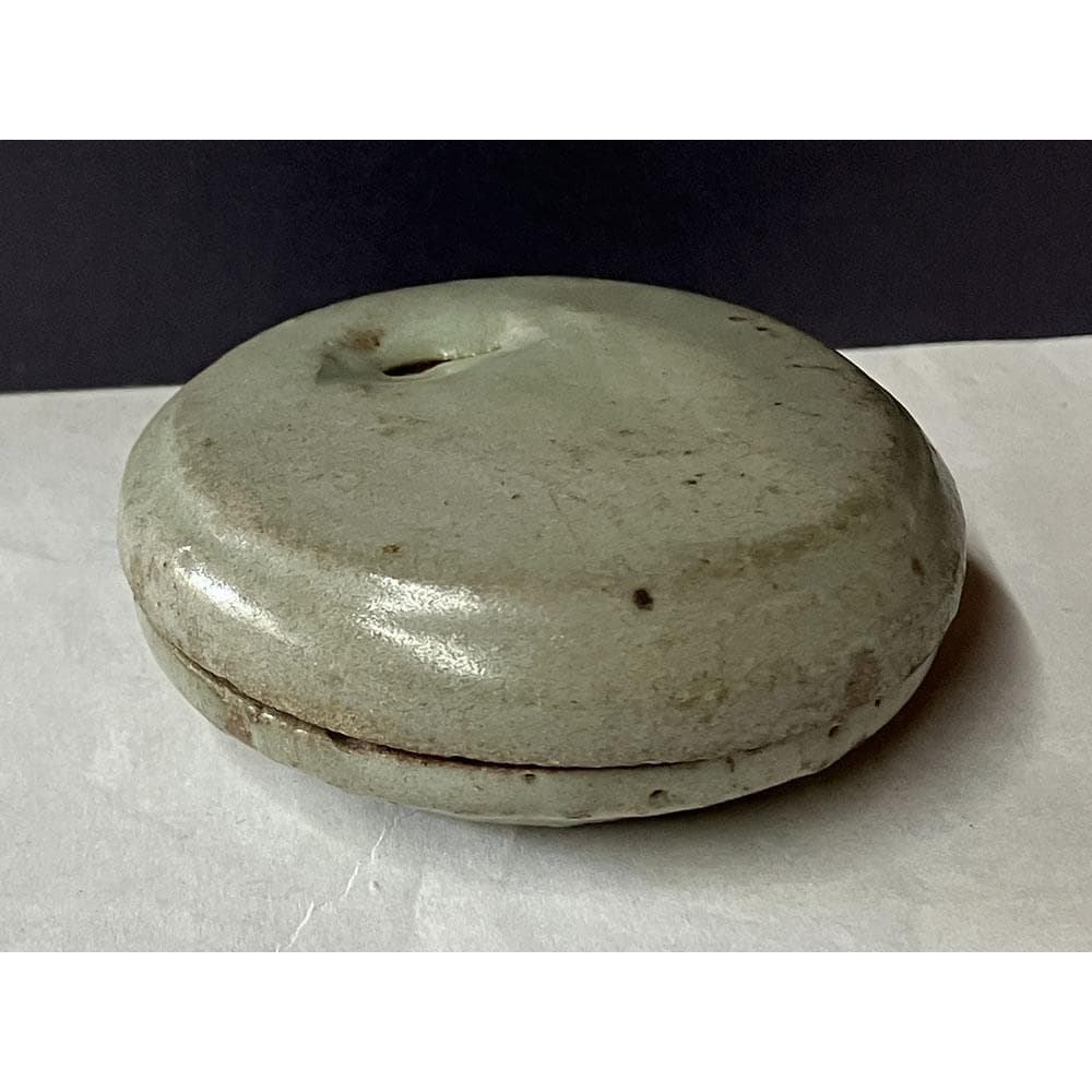 p033 李朝 青磁 香合 木箱入り 時代 茶道具