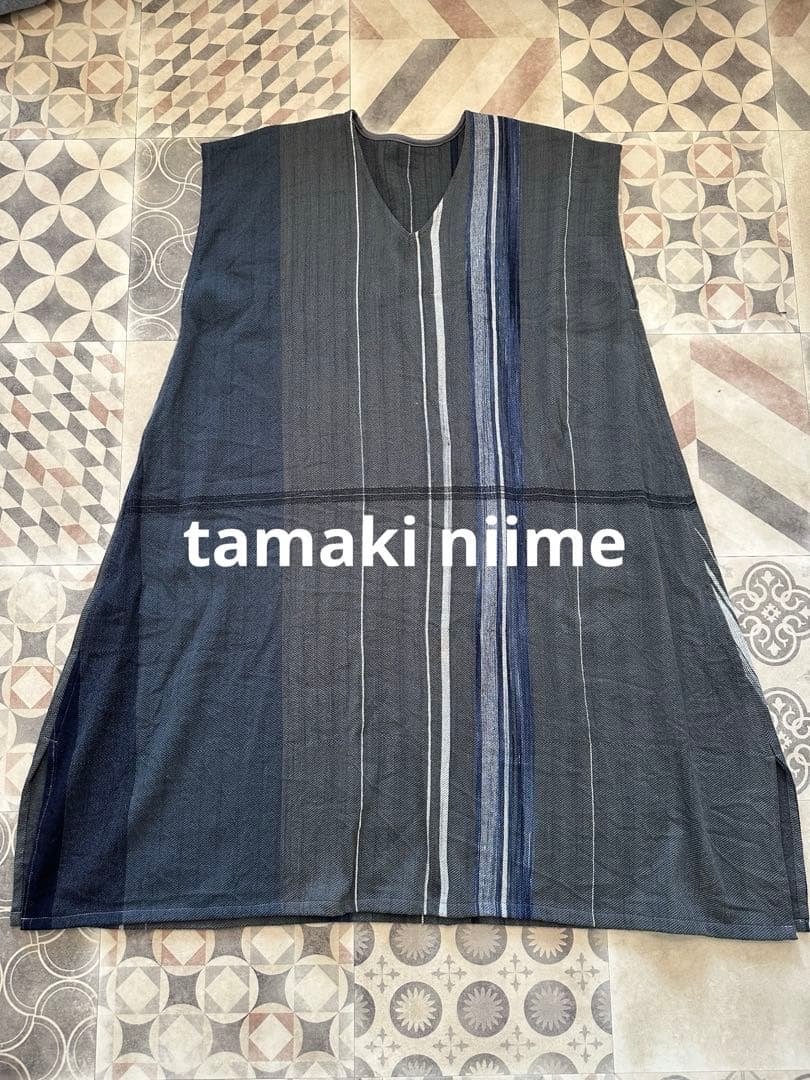 タマキニイメtamaki niime★ウール・コットン ダークグレー ワンピース