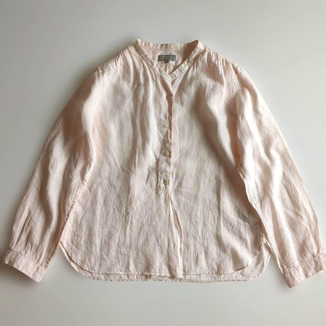 希少デザイン★マーガレットハウエル 長袖シャツ リネン100% バンドカラー M