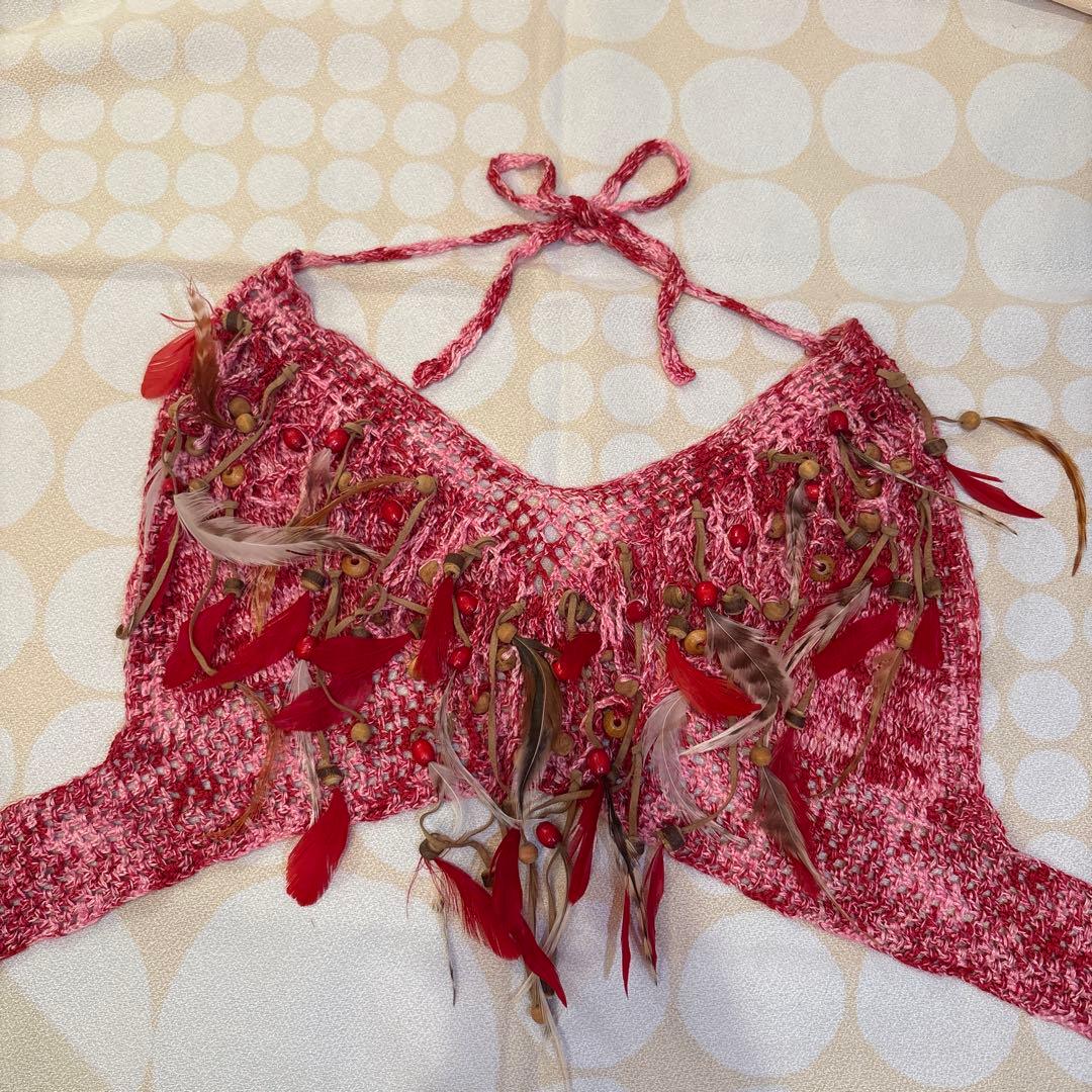 ANNASUI 赤 ボヘミアンスタイルキャミソール