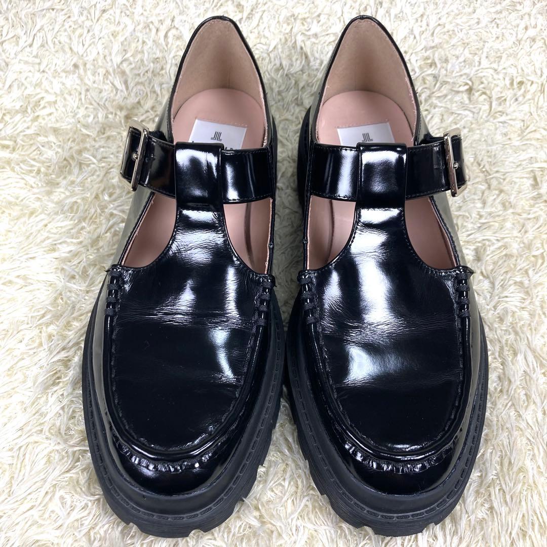 『未使用級』ランバンオンブルー Tストラップ ローファー 厚底　ブラック　24