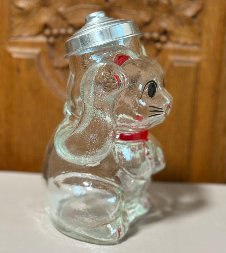 ビンテージ瓶、クリア招き猫、美品、即購入OK、すぐに匿名発送いたします