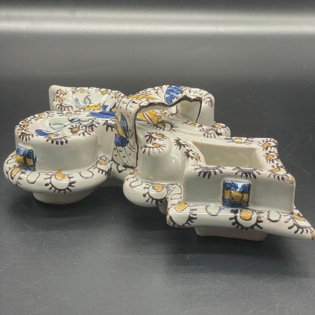 エミールガレ Emile Galle 軟質磁器 花文様 陶器 置物 インク壺