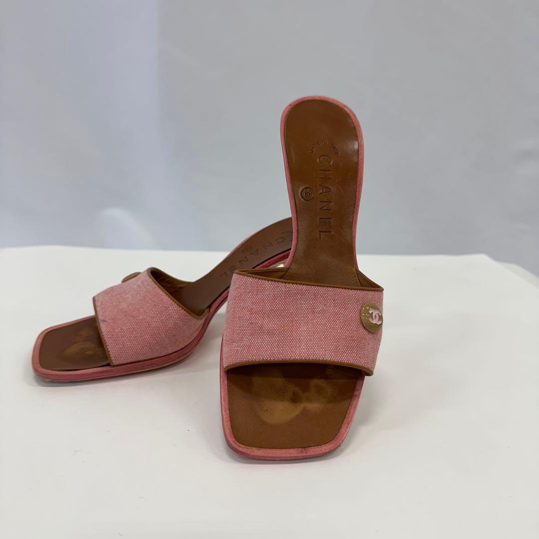 CHANEL ピンク キャンバス ミュール