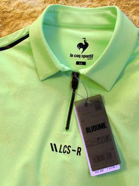 le coq sportif Golf 蛍光グリーン ハーフジップポロシャツ