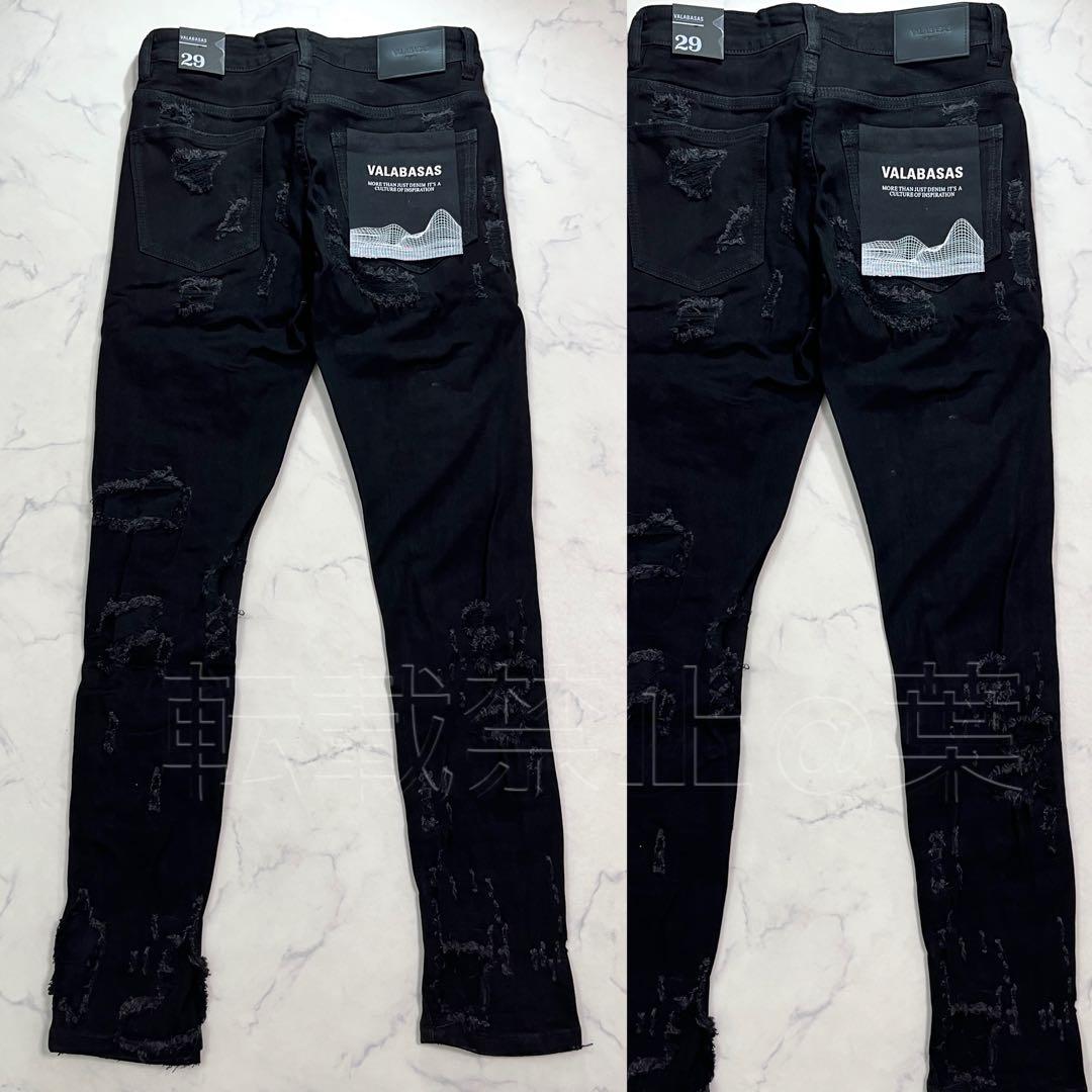 新品バラバサス valabasas クラッシュリペアブラックスキニーデニム 29