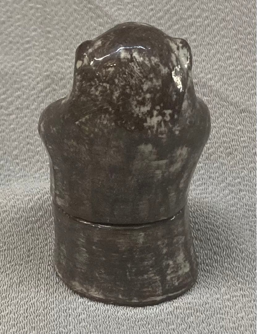 B203s  吉向焼　吉向松月造「親子瓦ざる」申香合　共布共箱　猿　茶道具香道具