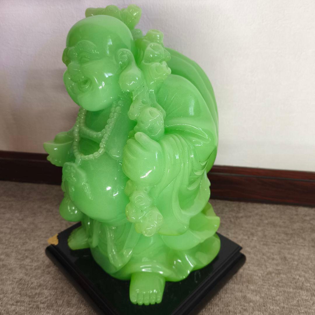 翡翠 布袋様 七福神 厄除け 置物　難あり