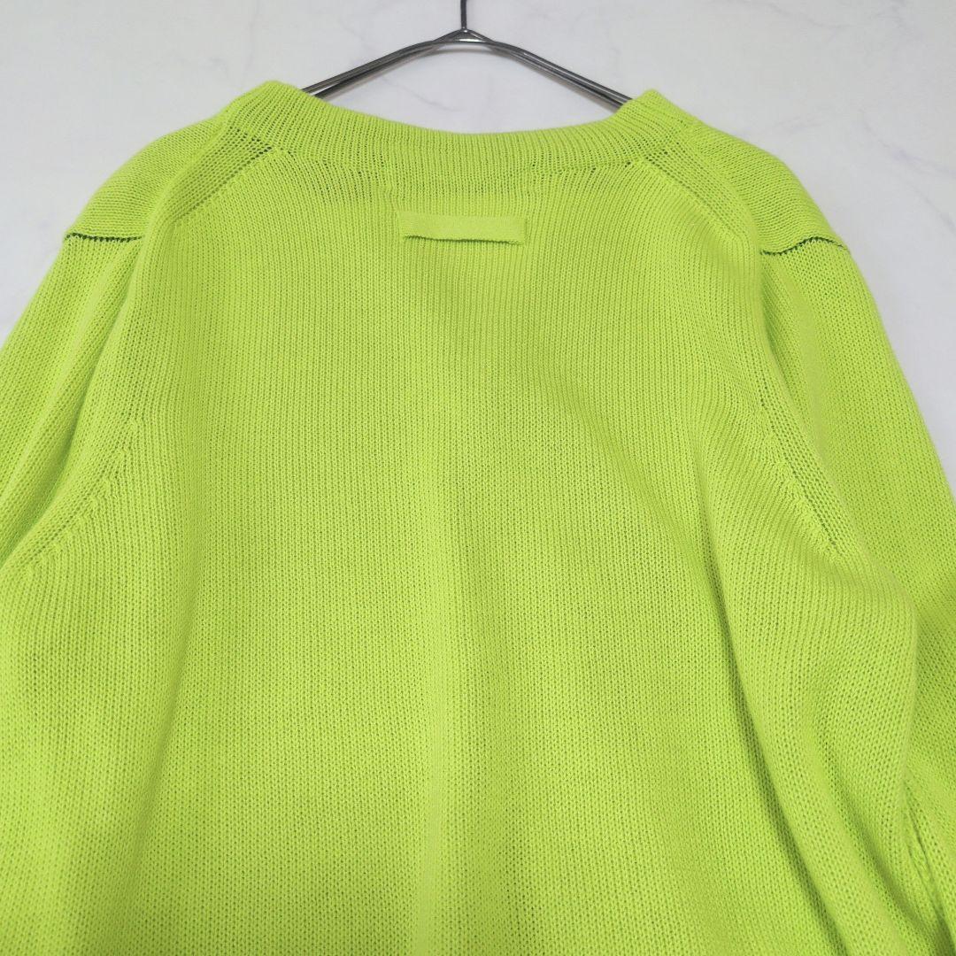 美品✨️パラスパレス 綿麻カーディガン ライムグリーン 配色 25ss