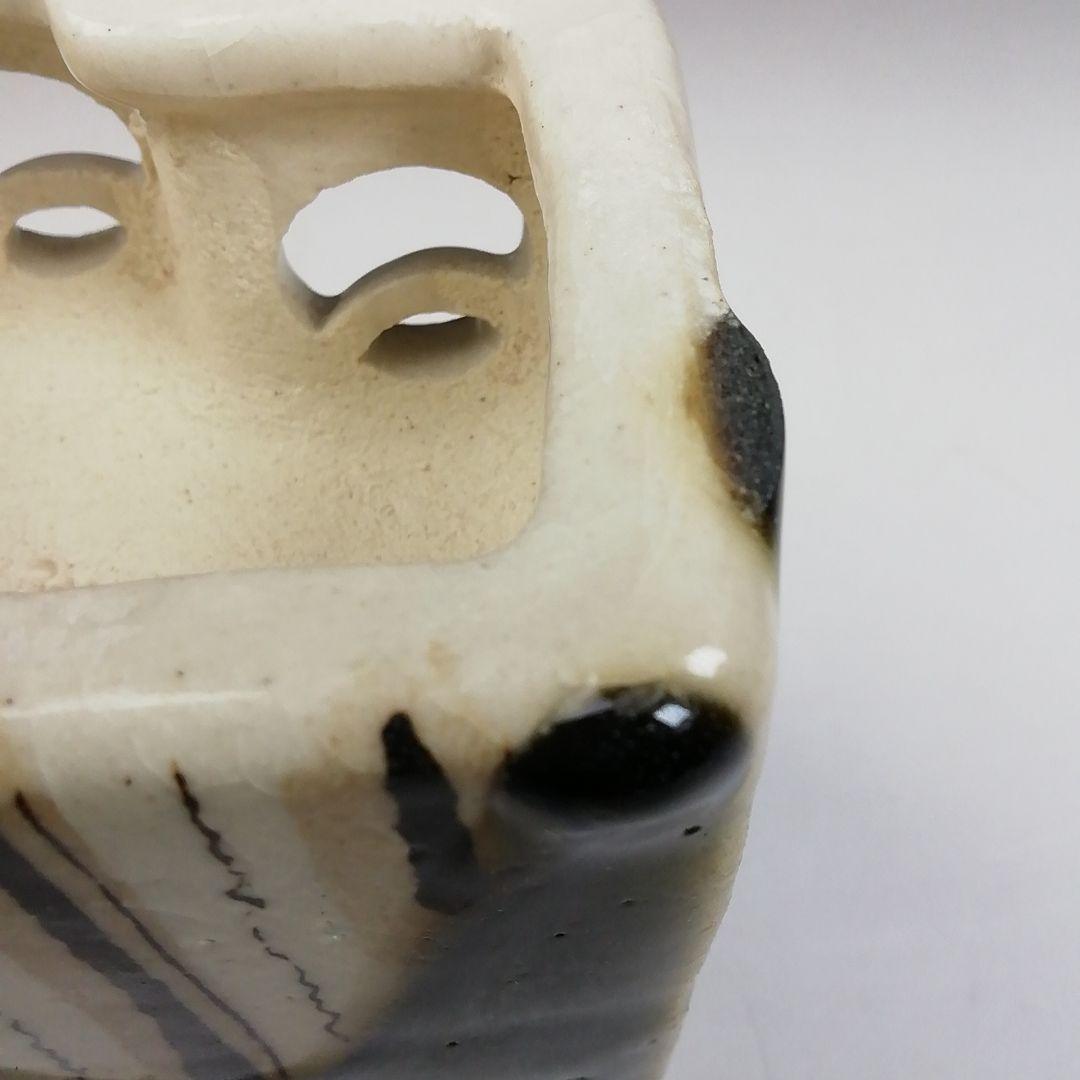 Ｗ４５　火入　『織部　火入』『長谷川青峯 造』　共箱　茶道具