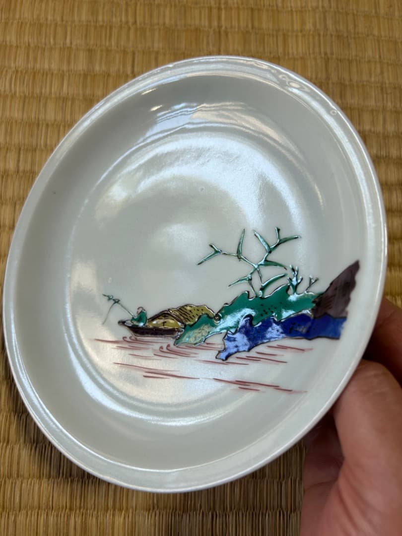 初代徳田八十吉　古九谷写絵変り中皿　5枚