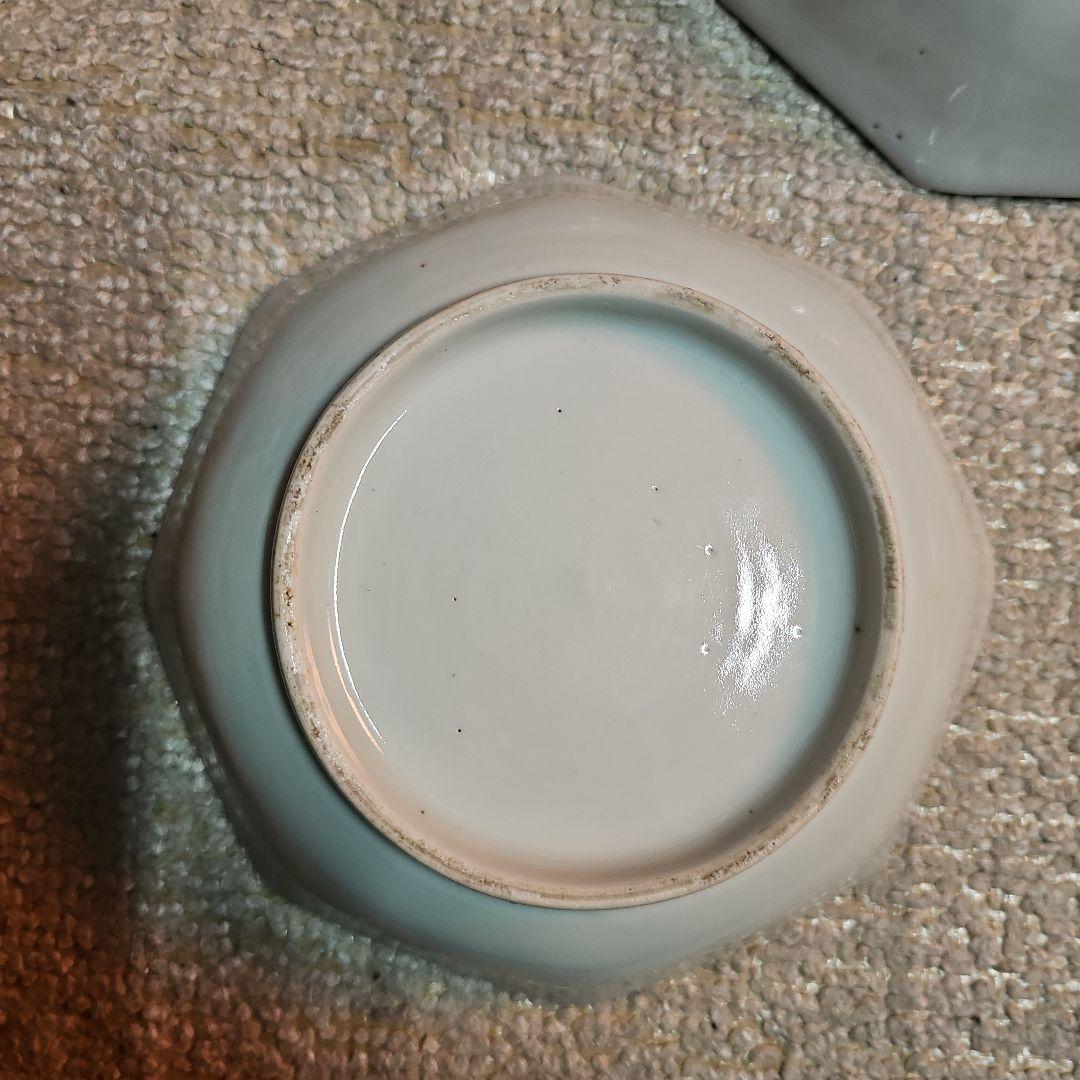 江戸後期 古伊万里 染付八角麒麟鉢 5客