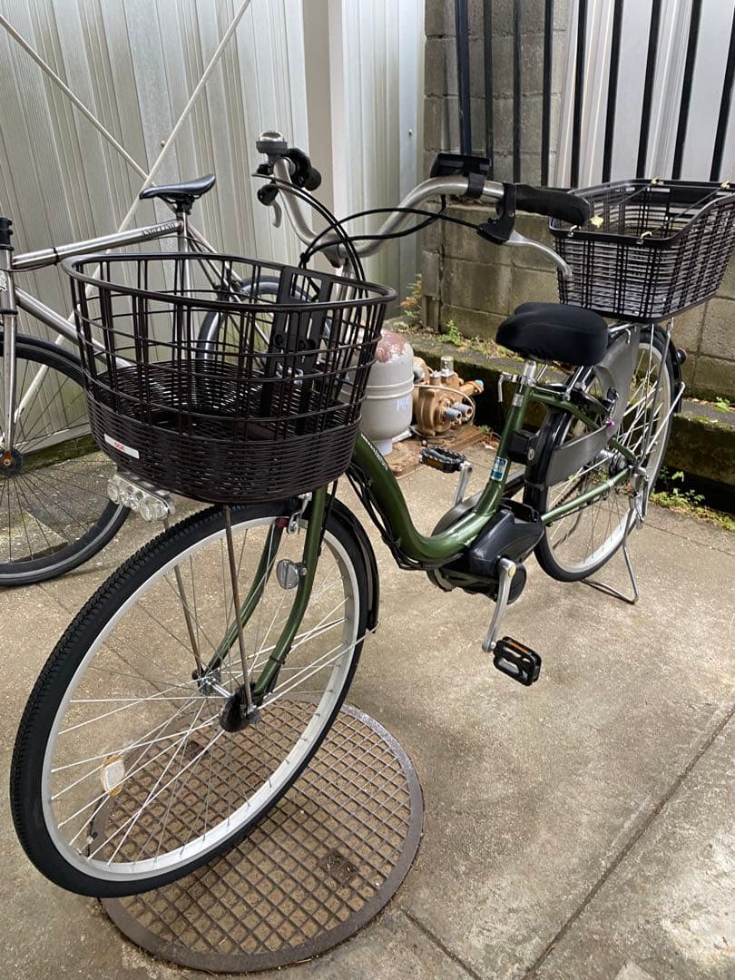電動アシスト自転車 グリーン バスケット2つ付き