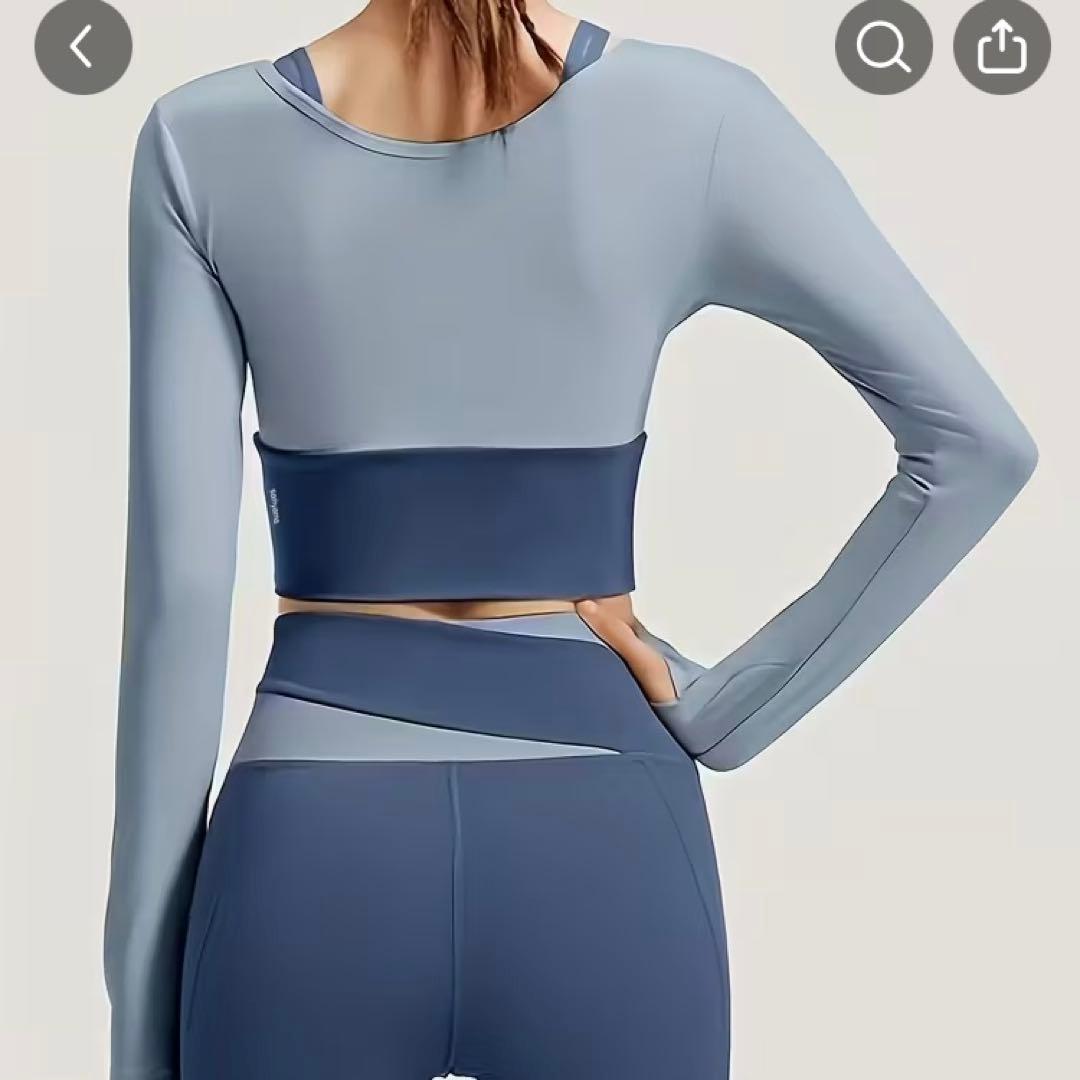 パッド付き 長袖 スポーツウェア ブルー