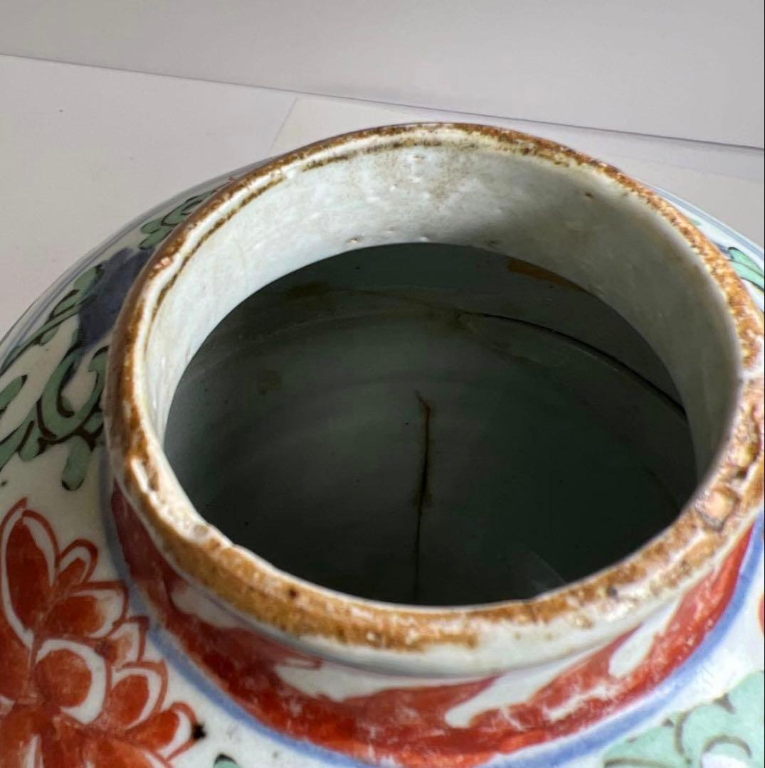 中国明時代　明代の五彩壺　南京赤絵大壷　置物　アンティーク　骨董　飾り物古美術品