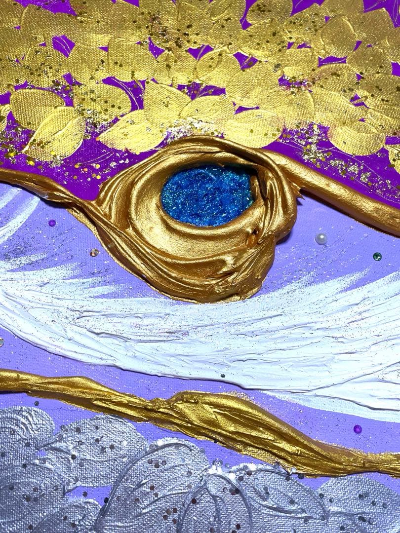 開運絵画　過去世からのメッセージ　金箔　24金　白龍　龍神様