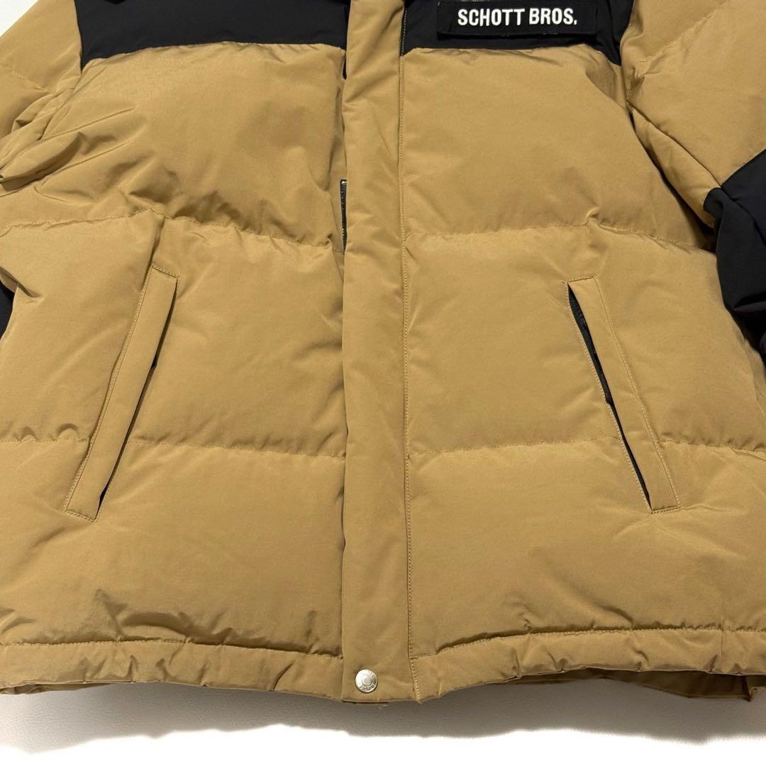 【美品】 SCHOTT BROS ダウンジャケット 肉厚 刺繍 ロゴ総柄 L相当