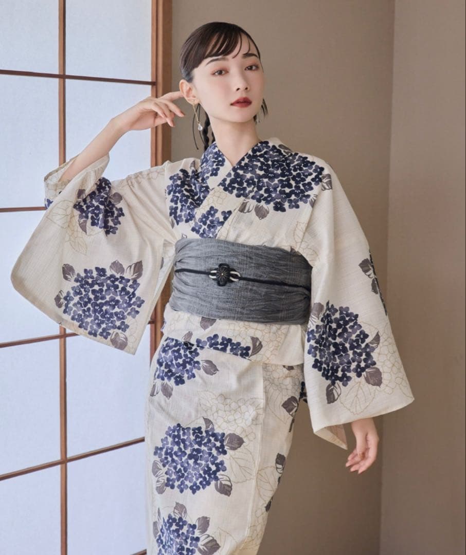 hinari×utatane 浴衣セット　紫陽花ブルー