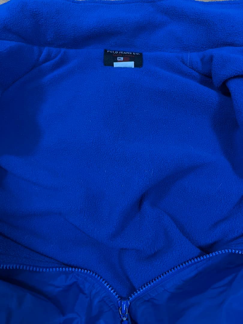 90s POLO SPORT 刺繍ロゴ 星条旗 裏地フリース ナイロンジャケット