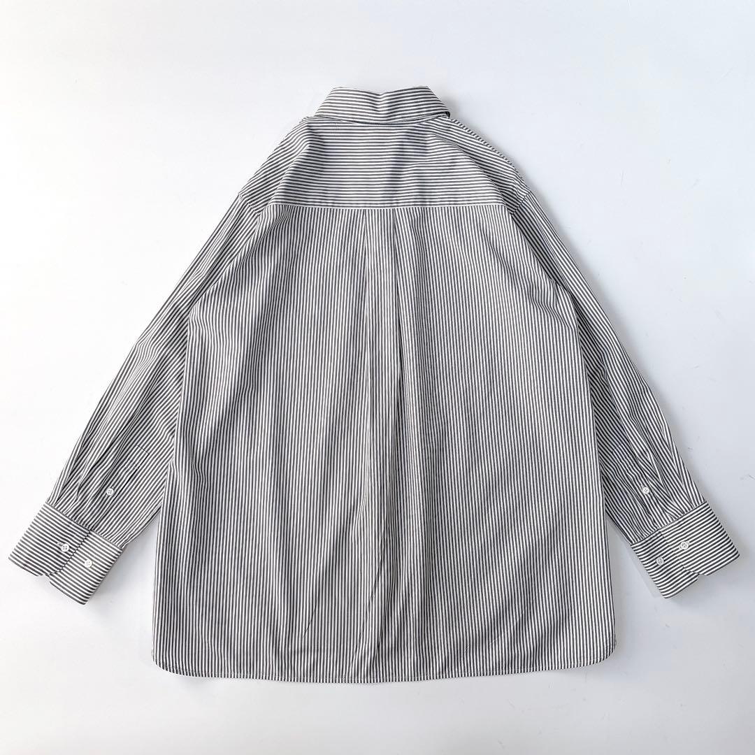 美品⁑エブール　2way ローガンコットンストライプシャツブラウス　グレー　38