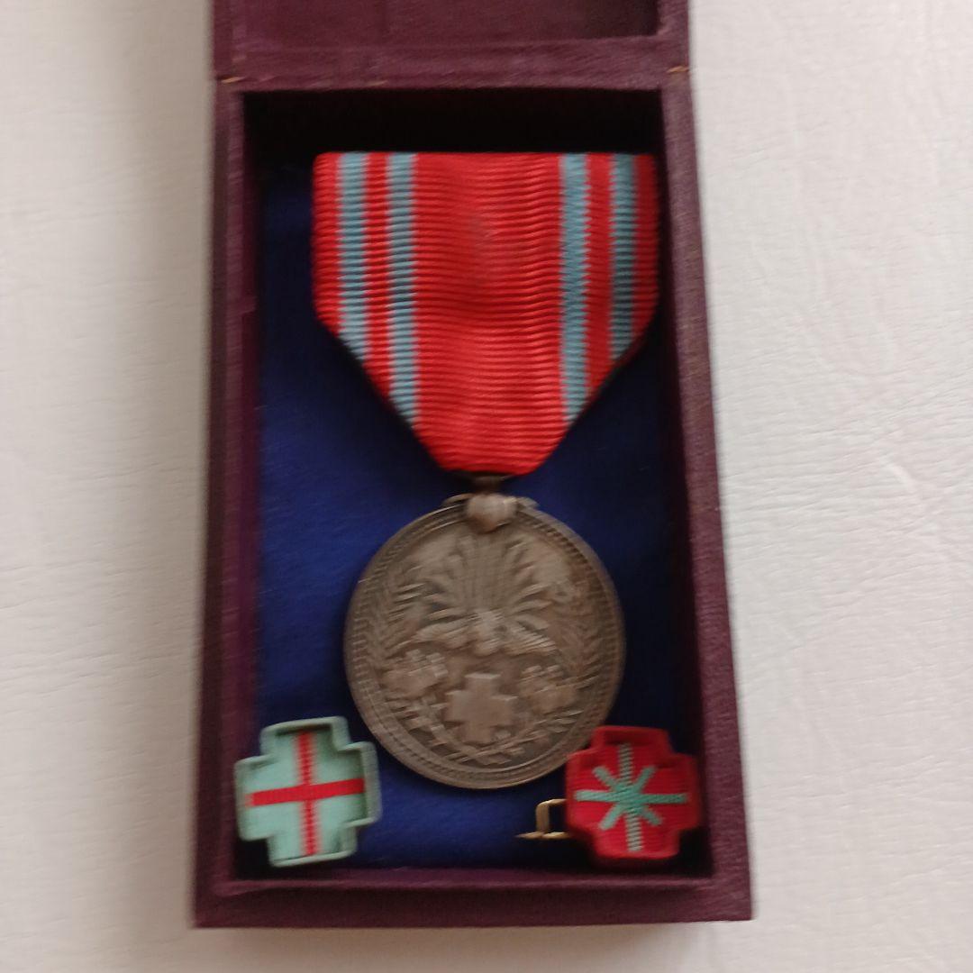 日本赤十字社有功章 勲章セット 赤白リボン付き 明治二十一年
