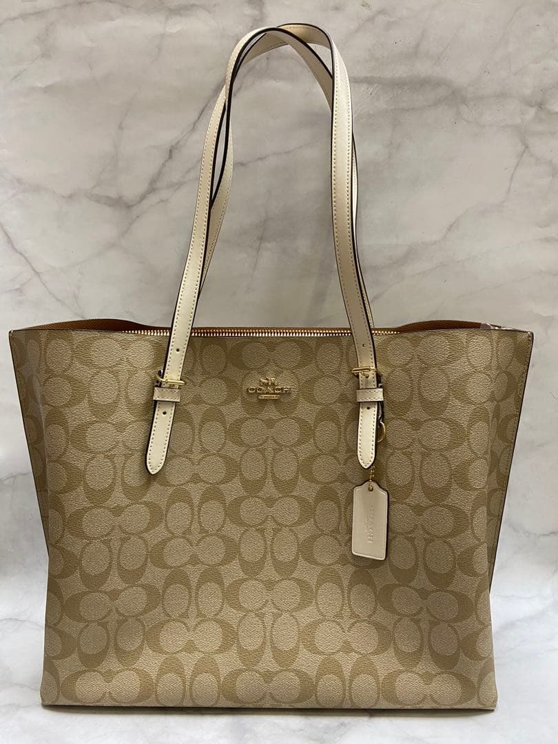 【美品】COACH トートバッグ シグネチャー ベージュ