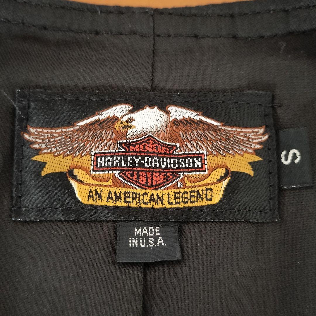 ハーレーダビッドソン USA製 コンチョ付き メンズ レザーベスト S