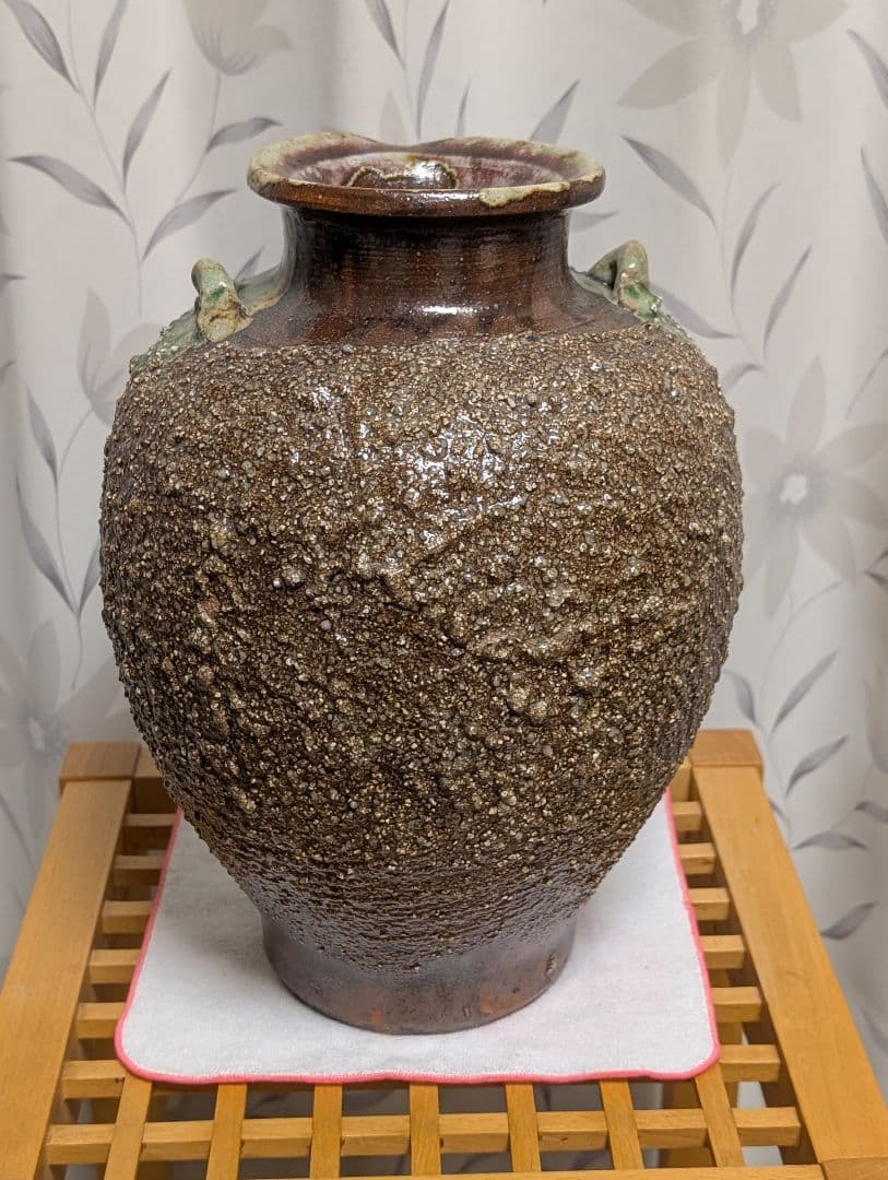 花瓶　インテリア　火色 　　石はぜ　焦げ　自然釉　信楽