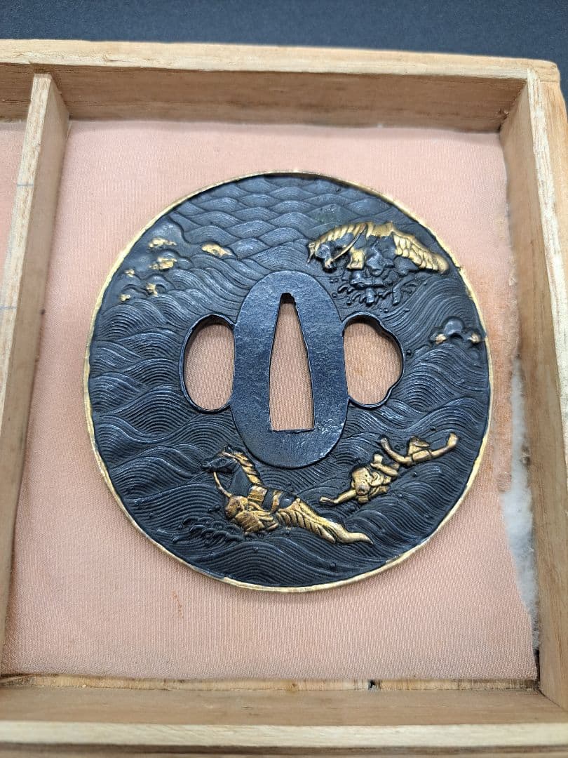 騎馬武者図大小揃い鍔 鐔 二点セット 日本刀 刀 刀装具 居合い 侍 武士道