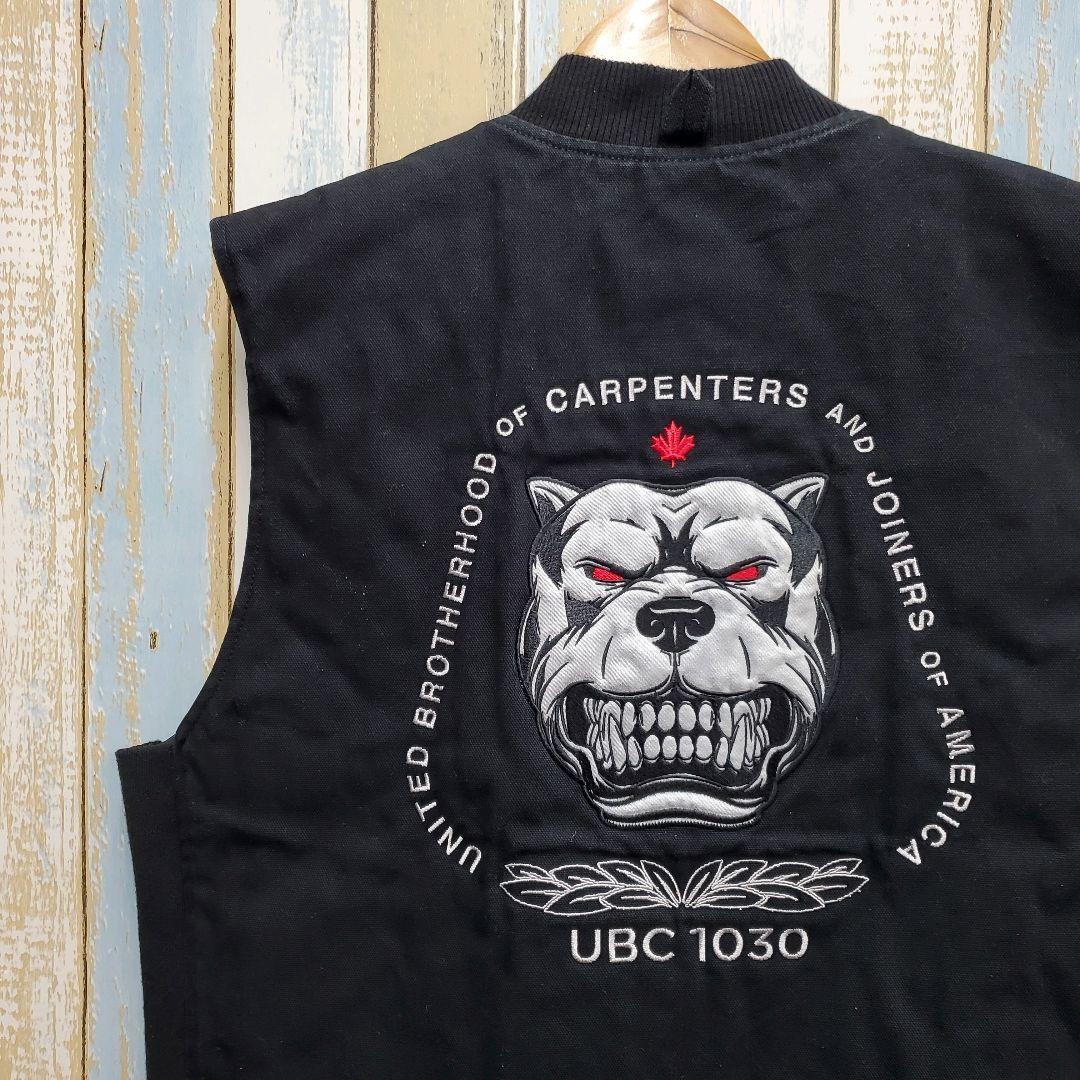 HA194☆タフダック☆ダックベスト☆ビッグロゴ刺繍☆ピットブル☆黒☆L相当