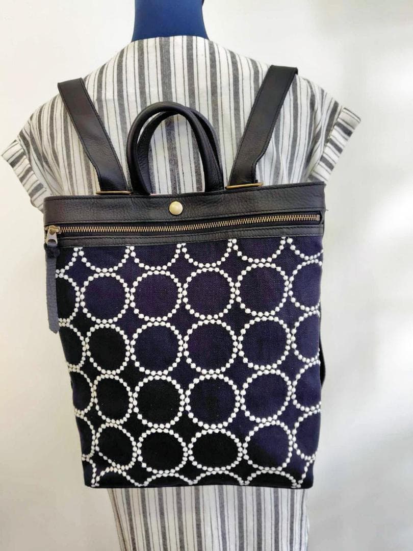 【専用】/2025tambourineタンバリンネイビー×白/牛革A4トー