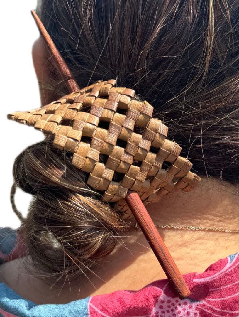 Lauhala Koa ラウハラ コアウッド ヘアピック ハワイ フラ