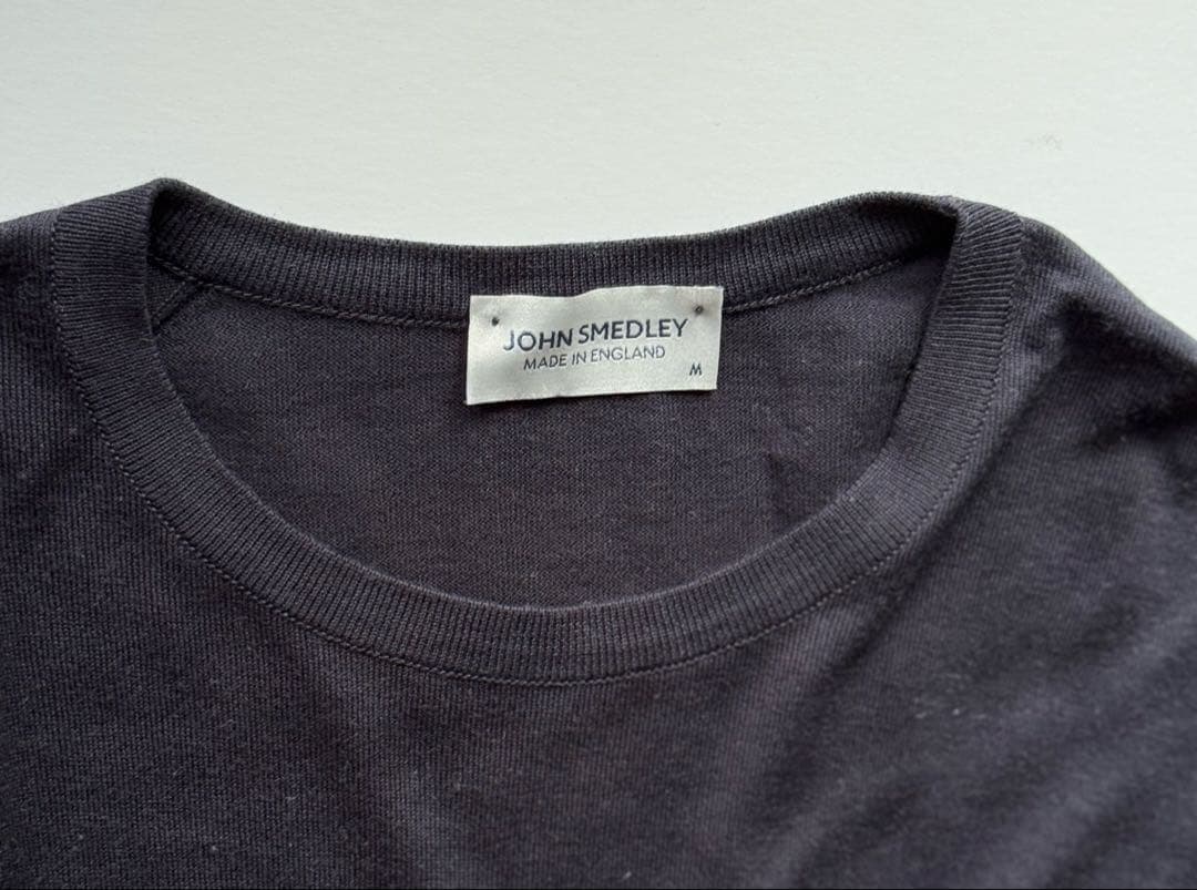 【JOHN SMEDLEY】ネイビー /コットンニット/半袖/M