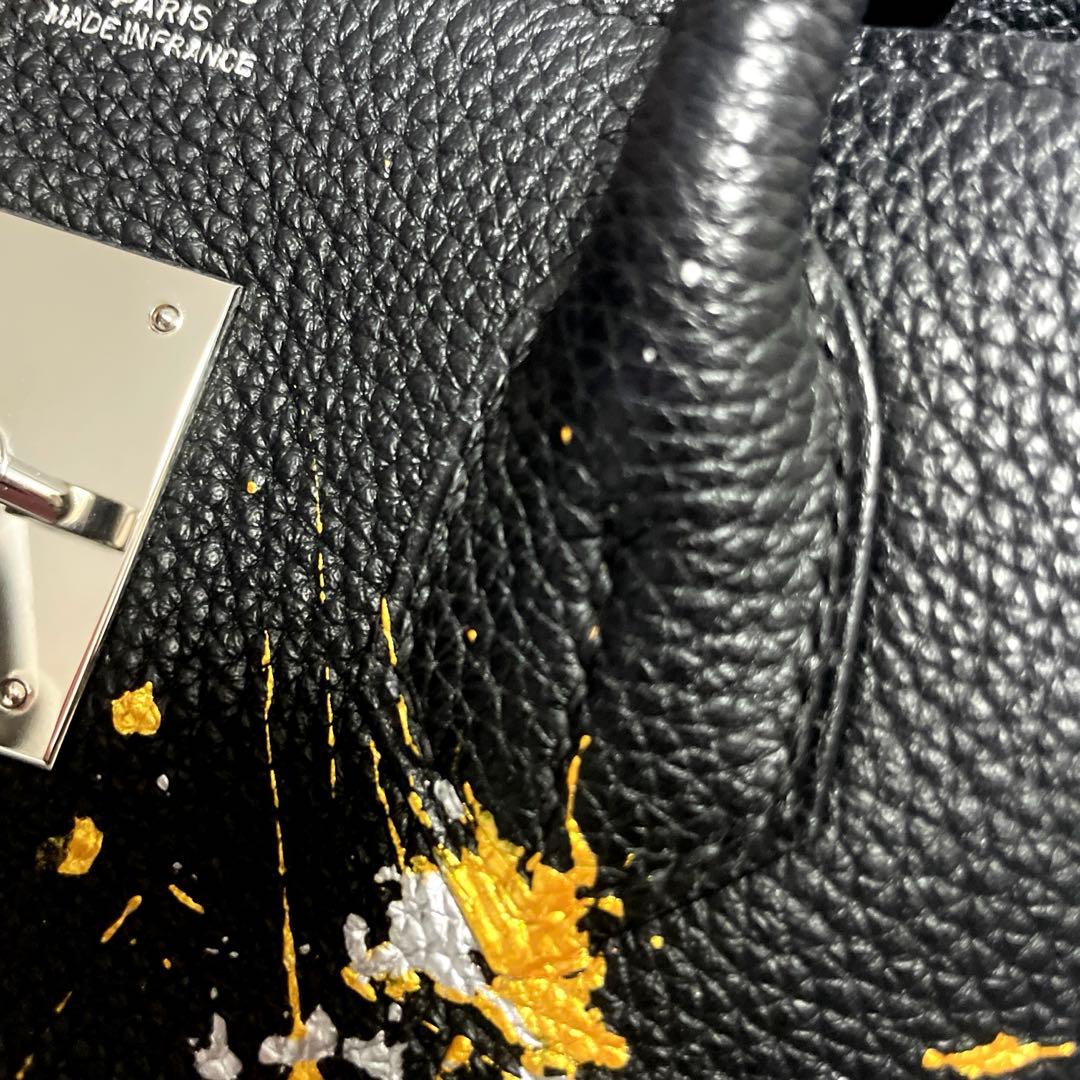 m*☆様 現品限り1点のみ。世界に1つ！バーキン30 本革トゴ　ブラック　シルバ