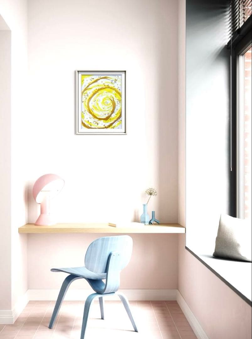 開運絵画　鬼門用　護符　ヒマラヤ水晶　天然石　金箔　龍神様エネルギー