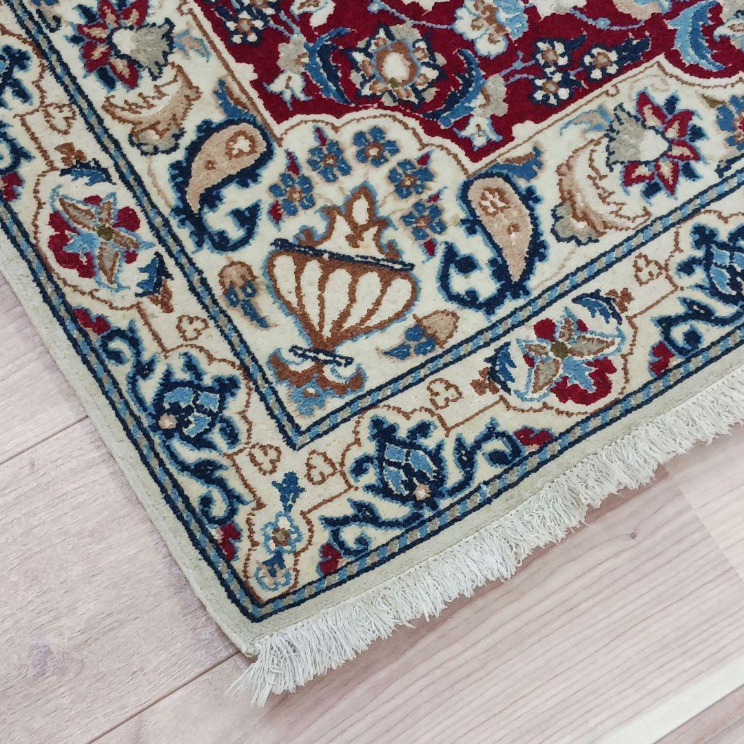 専用Y2000 ペルシャ絨毯 イラン ナイン産 ウール 手織り 127×90㎝