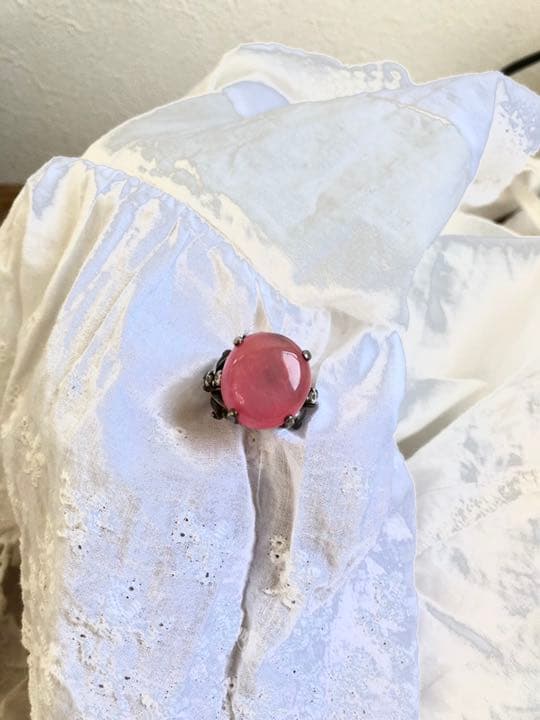 ビンテージ  オーダーメイド　リング　ピンク　瑪瑙　アンティーク シルバー