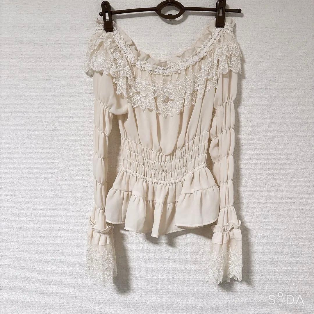 Millefleurs ジョーゼットとレースのブラウスアイボリー2014