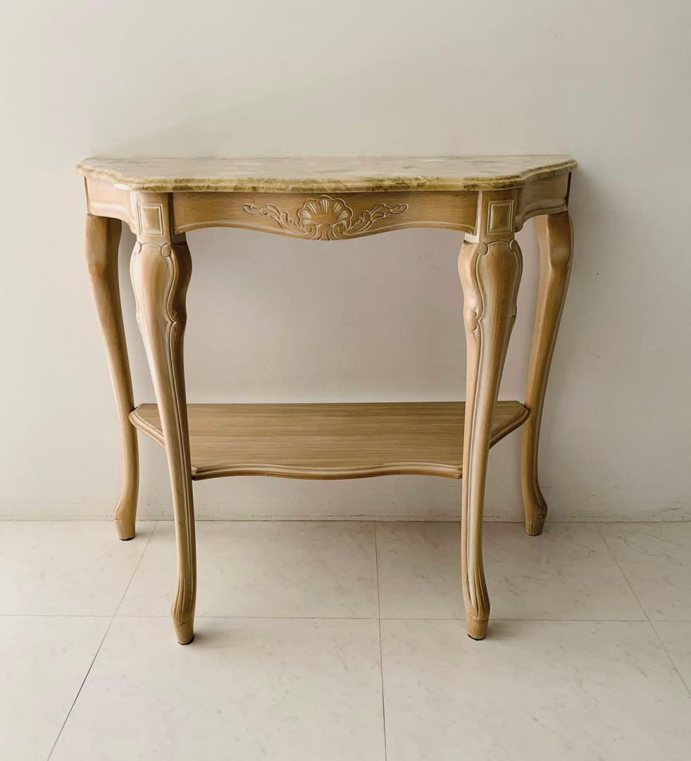 美品】イタリア製 輸入家具ガリンベルティ コンソールテーブル 大理石 猫脚 象嵌