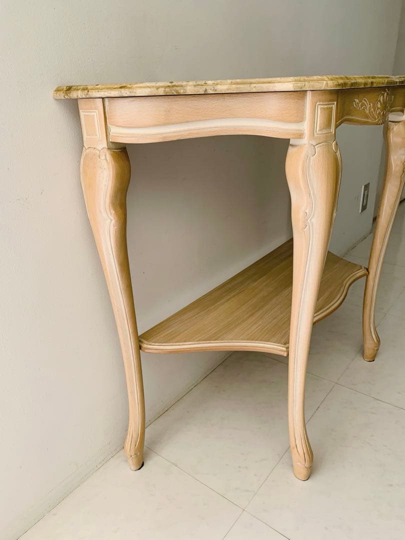 美品】イタリア製 輸入家具ガリンベルティ コンソールテーブル 大理石 猫脚 象嵌