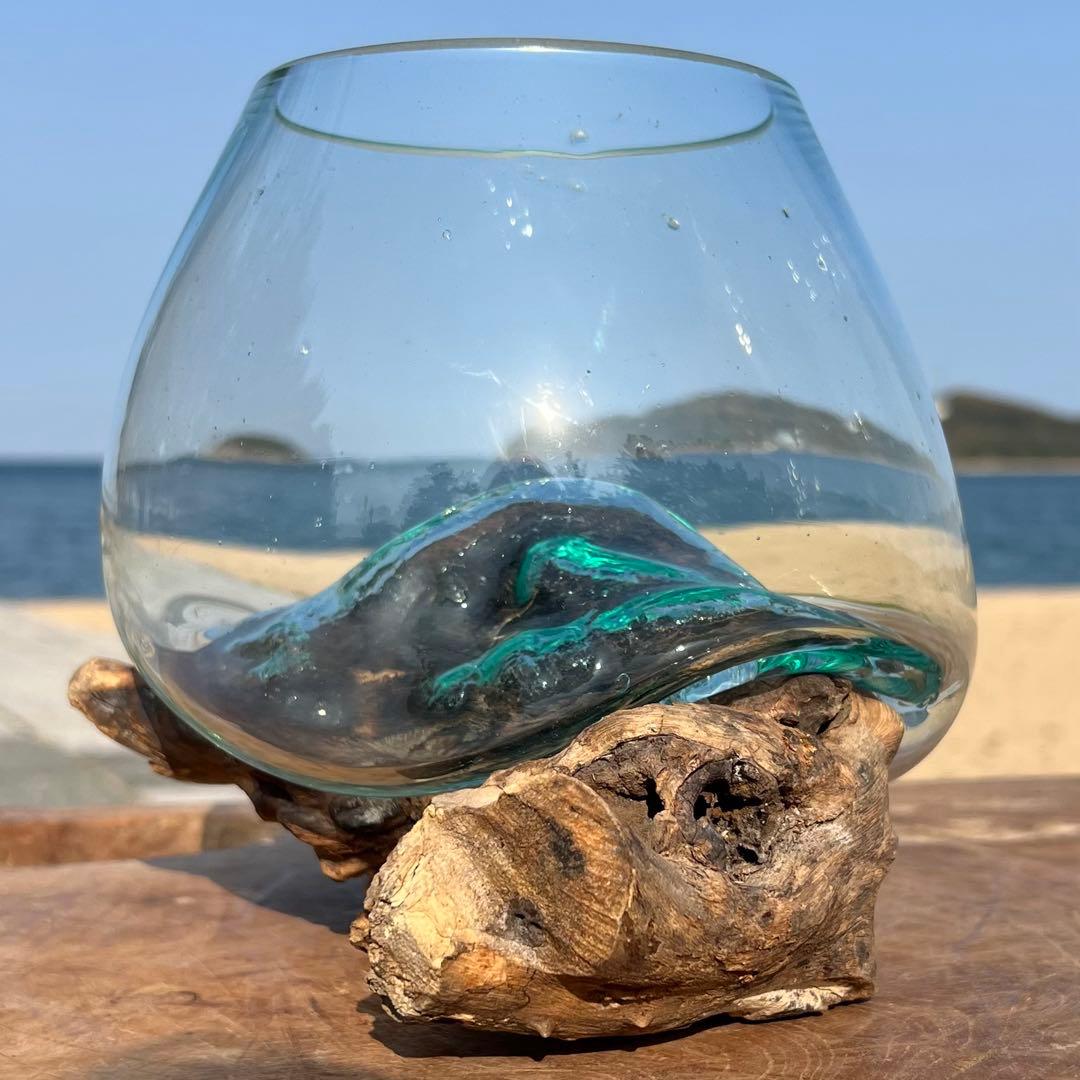 流木ガラス オブジェ中P 花瓶 金魚鉢 ガーデニング テラリウム 観賞魚 容器