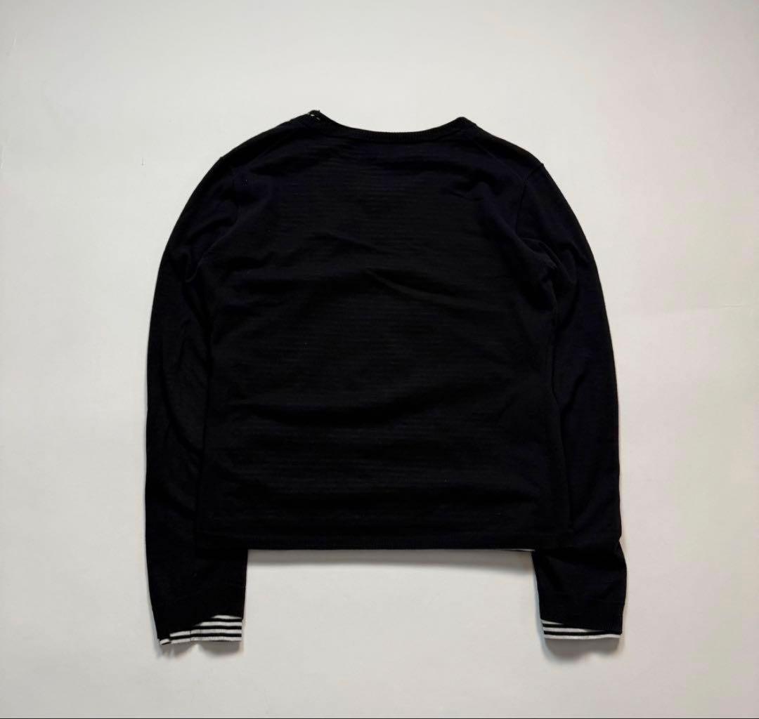トップス 2000s border layered knit sweater