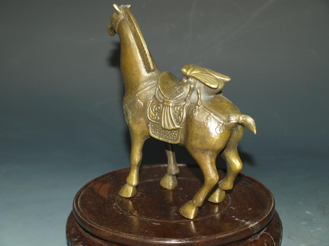 旧家うぶだし　中国清時代 銅製 戦馬の置き物※激安骨董品 N1123C11-3