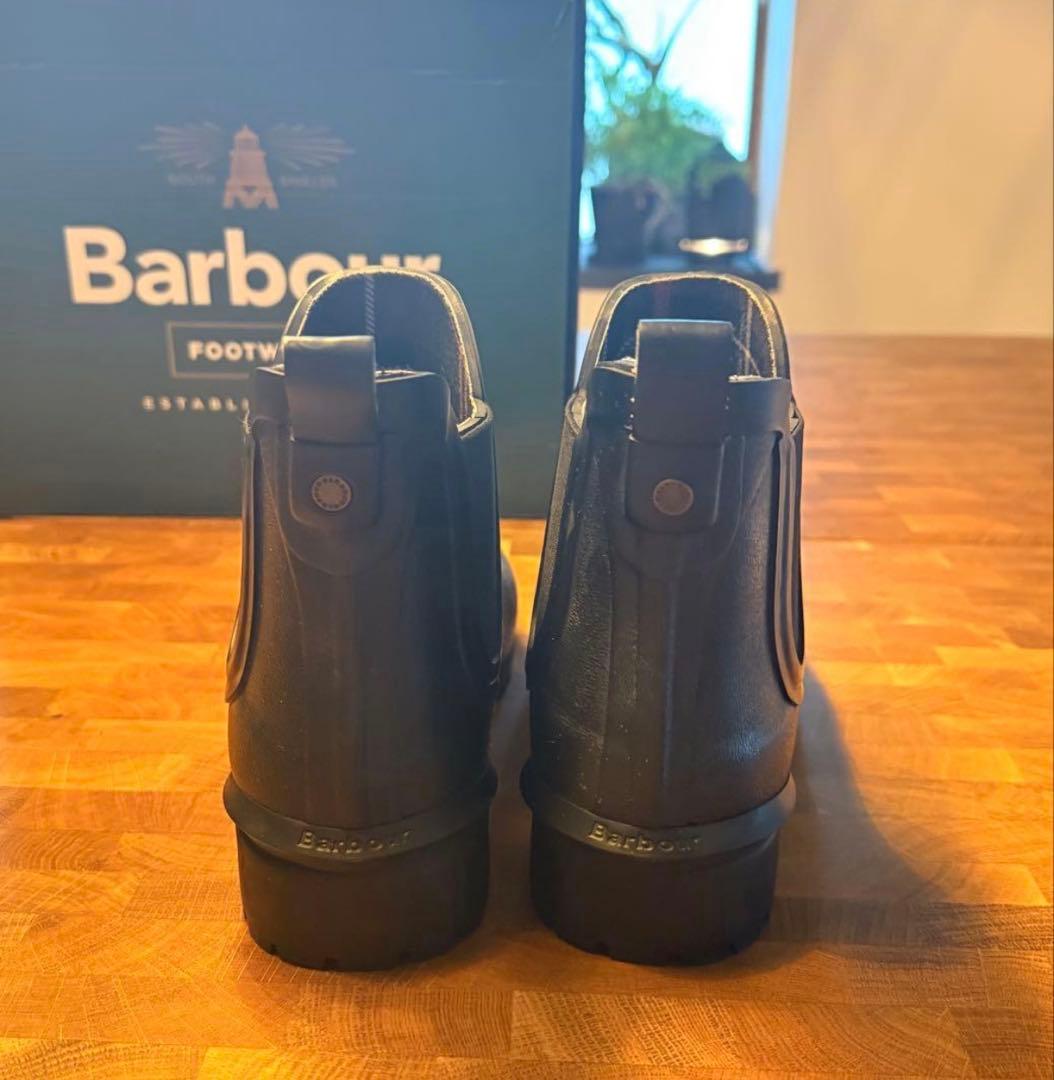 【新品未使用品】Barbour ブラック レインシューズ サイドゴア