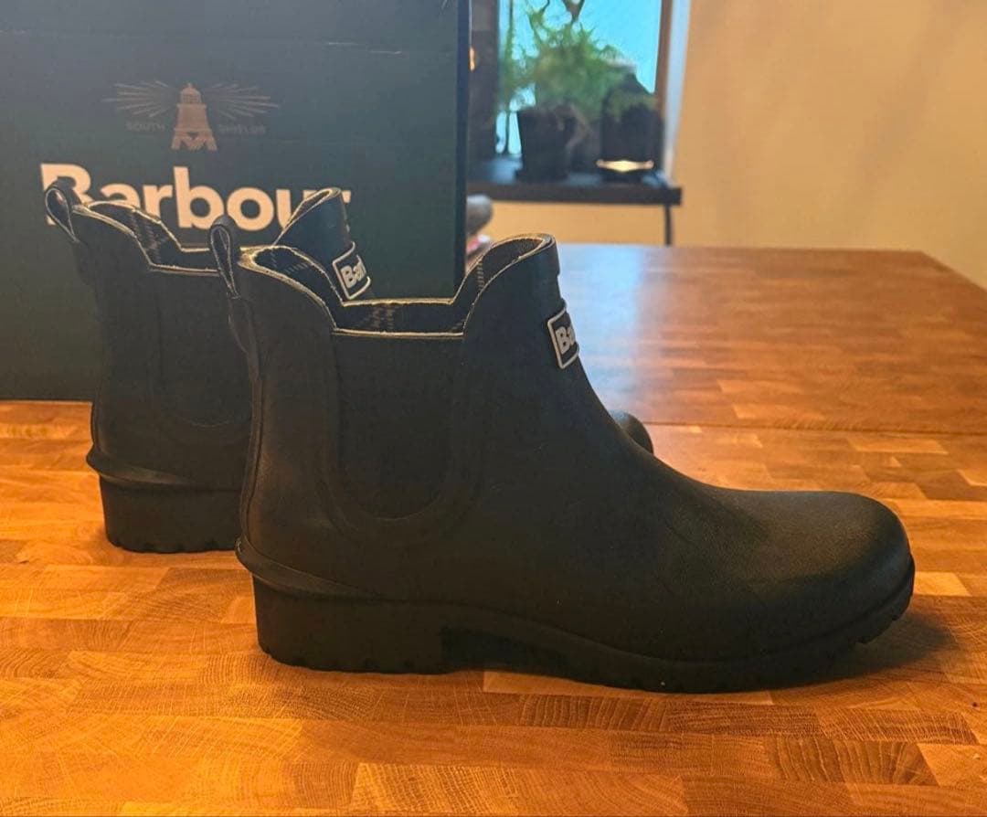 【新品未使用品】Barbour ブラック レインシューズ サイドゴア