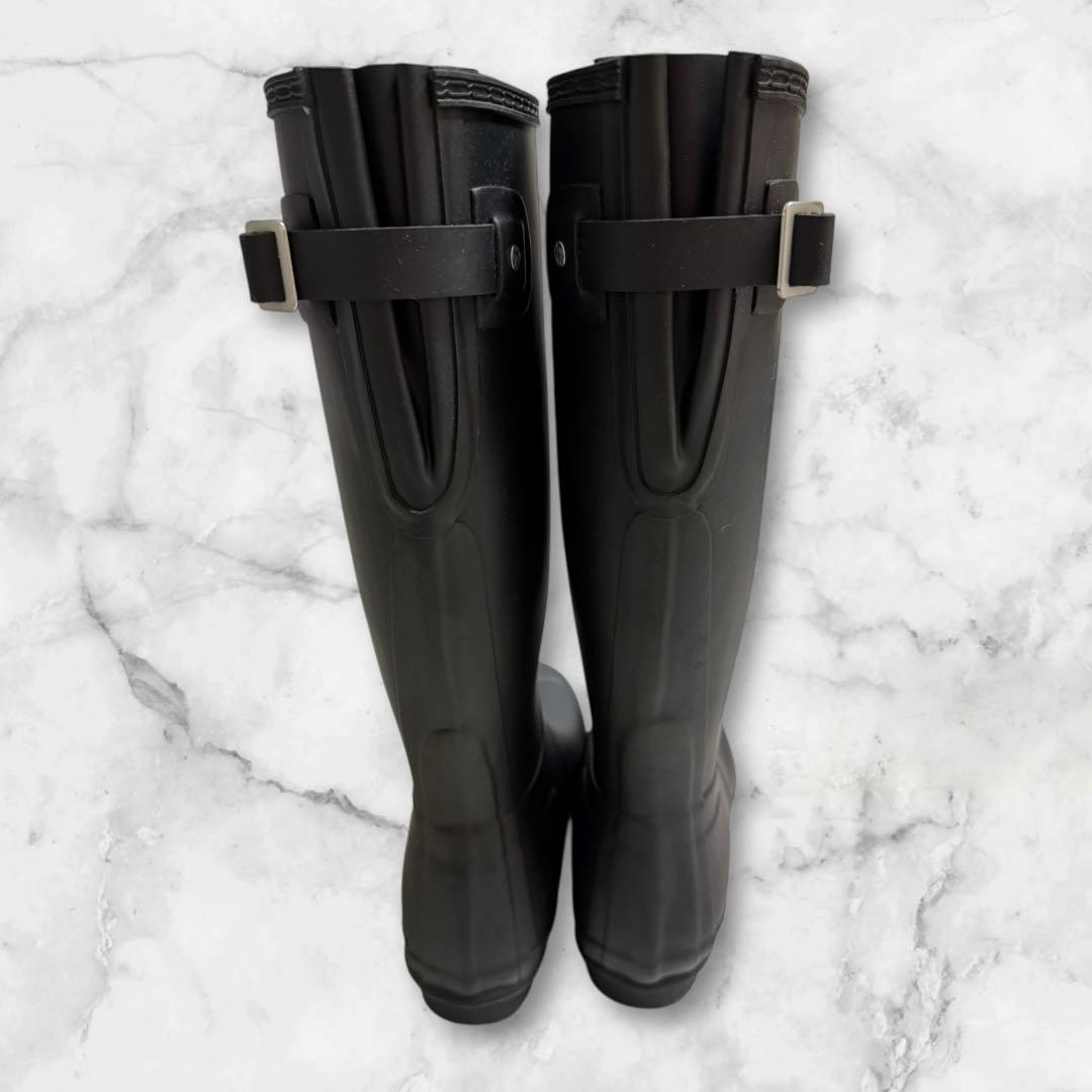 ✨美品✨HUNTER ロングレインブーツ 長靴 24㎝ アジャスタブル　黒