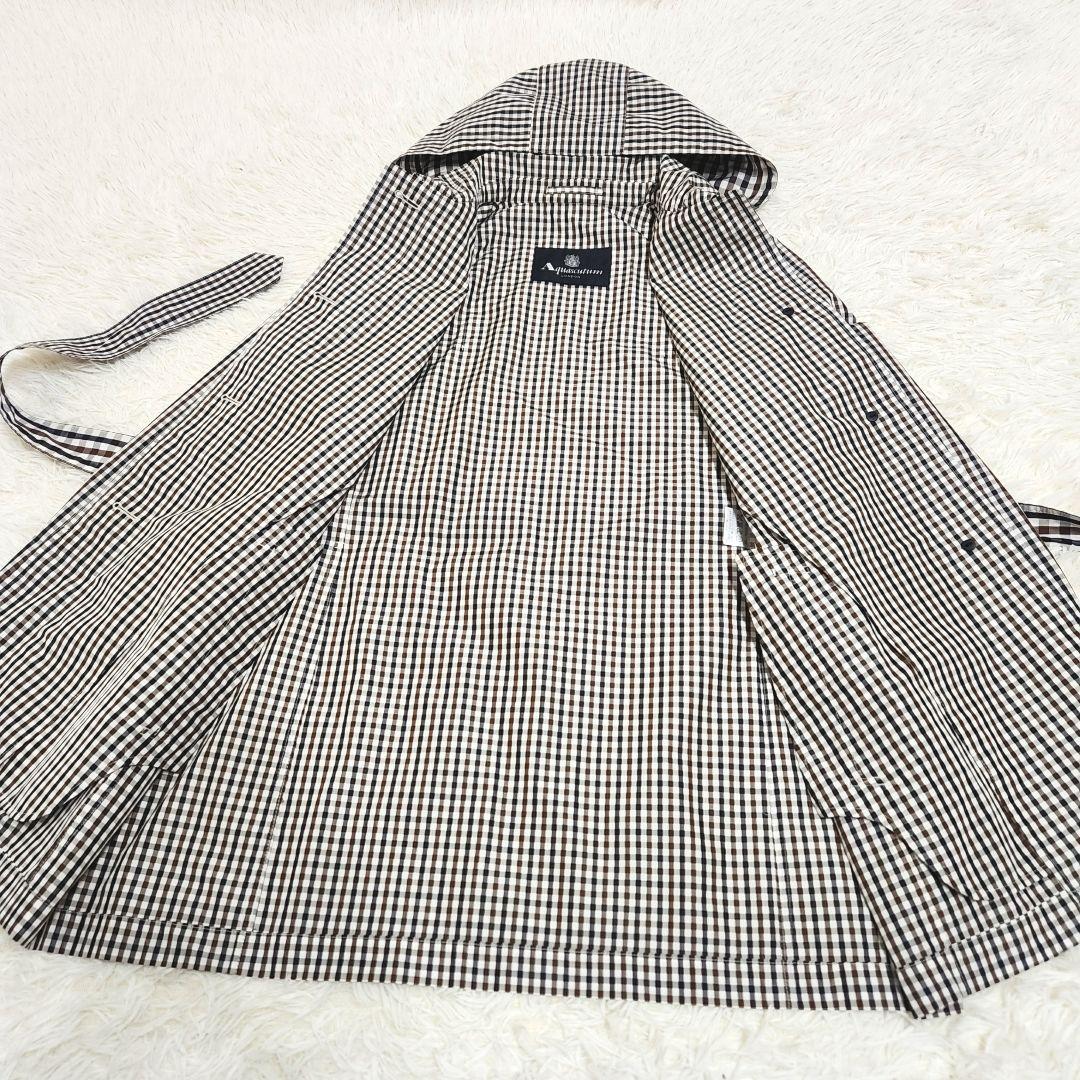 【極美品】Aquascutum クラブチェック レインコート フード取り外し可能