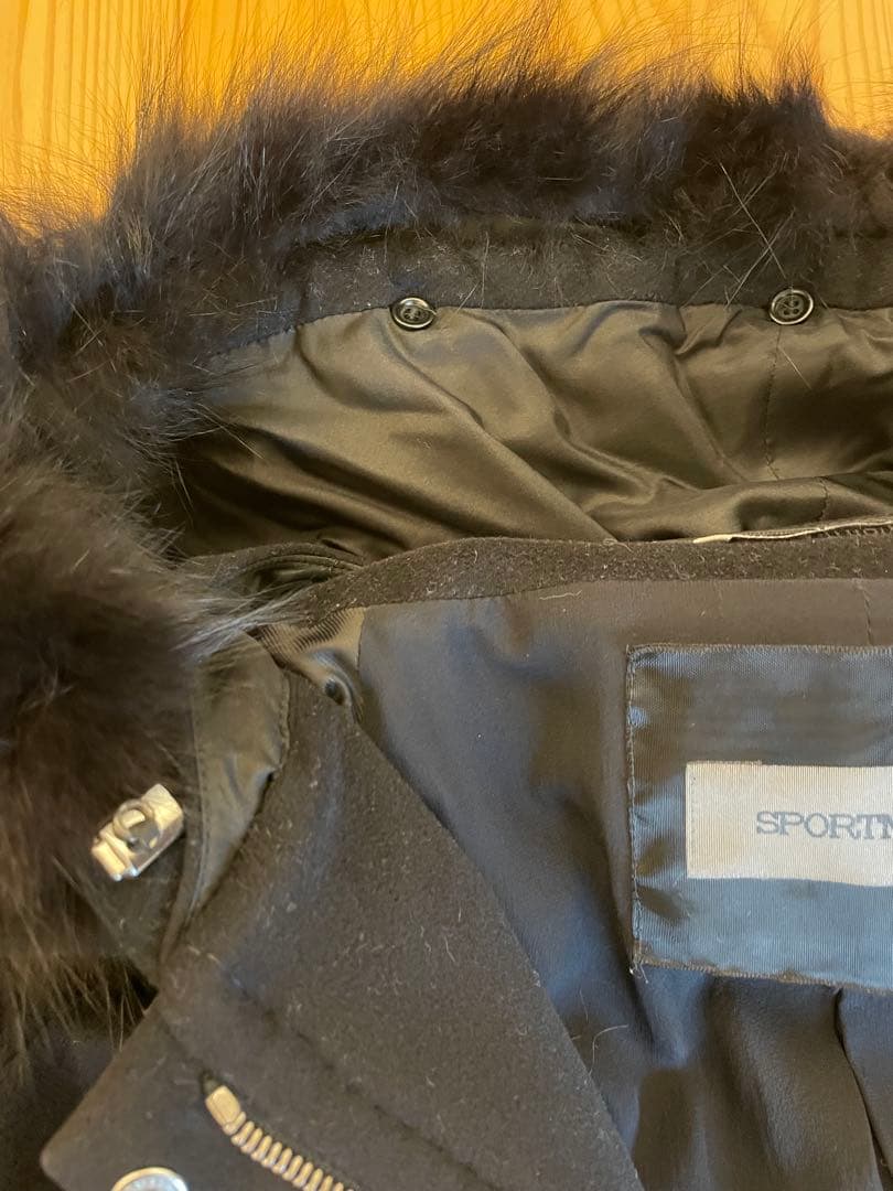 SPORTMAX フォックスファー付きブラックコート