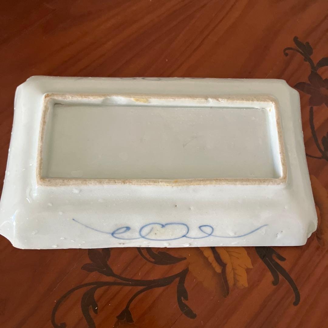 古伊万里染め付け　長角皿　蛸唐草　　切込焼