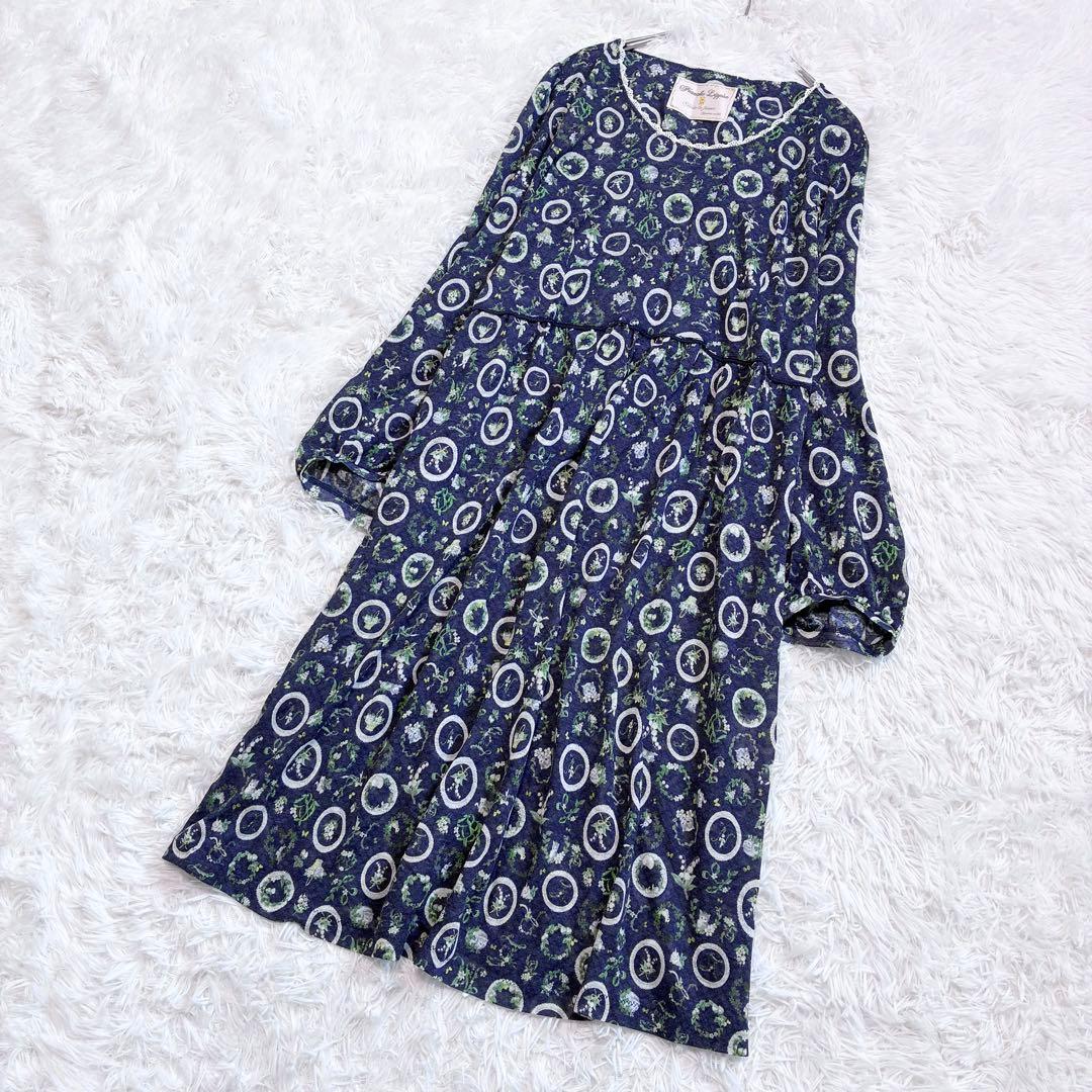 希少 4L 大きいサイズ FL5✨フランシュリッペ 花柄猫柄ワンピース　うさぎ